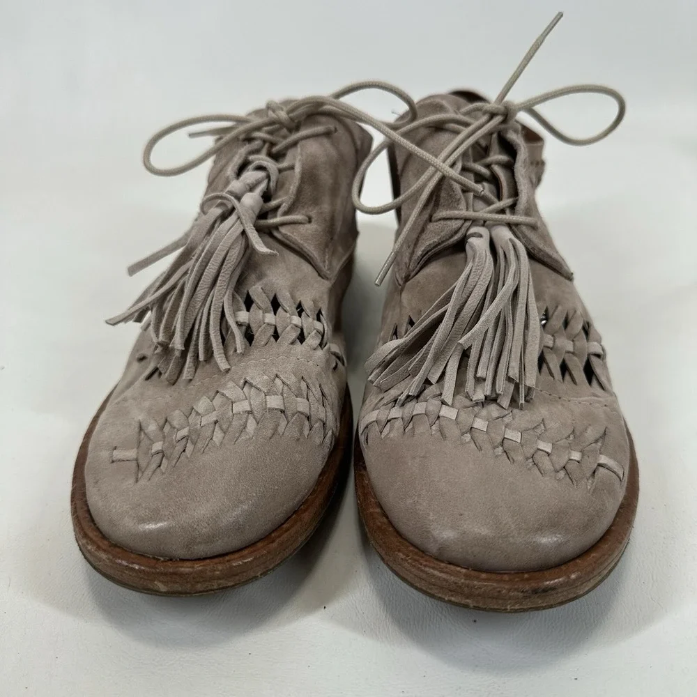 A.S.98 ZURI gray tan leather shoes Size 41 Tassel Lace Up AS 98 - Picture 2 of 10